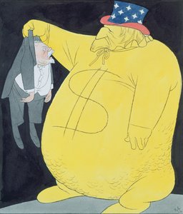 Uncle Sam as a Sack of Dollars with Poincare by Karl Arnold