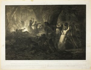 Deliverance of the Daughters of Daniel Boone and Callaway, plate two from History of the First Colonists of America by Karl Bodmer