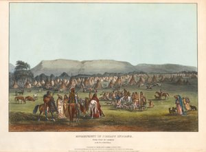 Encampment of Piekann Indians by Karl Bodmer