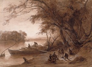 Encampment of the Travellers on the Missouri by Karl Bodmer