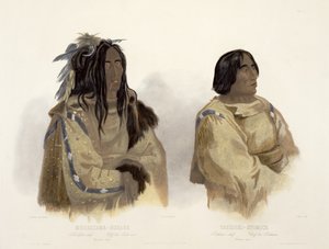 Mehkskeme-Sukahs, Blackfoot Chief and Tatsicki-Stomick, Piekann Chief, plate 45 from Volume 2 of 