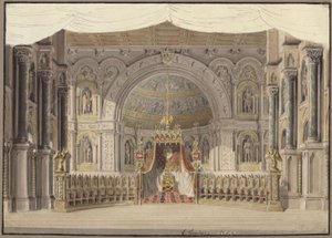 Agnes of Hohenstaufen. Opera by Gaspare Spontini. Design for the 1st Decoration. Imperial Hall by Karl Friedrich Schinkel