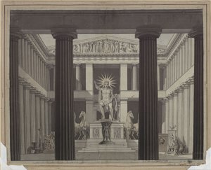 Alceste. Opera by Christoph Willibald Gluck. Design for the 2nd Decoration. Interior of the Temple of Apollo by Karl Friedrich Schinkel