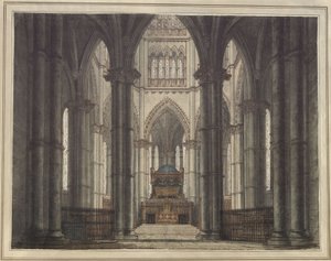 Axel and Walburg. Tragedy by Adam Oehlenschläger. Design for a Decoration. Interior of a Crypt Church by Karl Friedrich Schinkel