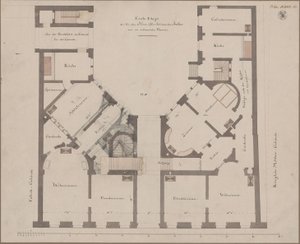 Berlin. Feilnerhaus. Ground Plan of the First Floor by Karl Friedrich Schinkel