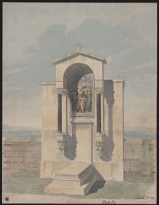 Bonn. Design for the Tomb Monument for Barthold Georg Niebuhr, with the Image of Christian Virtues "Faith, Love, Hope" by Karl Friedrich Schinkel