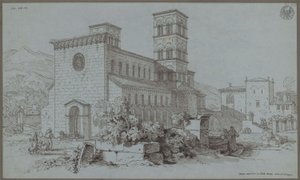 "Saracenic Church in Cittaducale near Abruzzo" / The Church of Santa Maria del Popolo in Cittaducale by Karl Friedrich Schinkel
