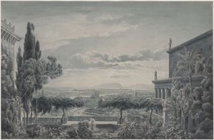 The Residence of a Prince. Private Garden of the Princely Couple with a View of the City and the Sea by Karl Friedrich Schinkel