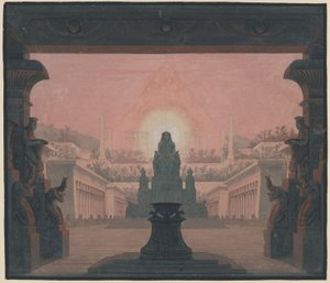 The Magic Flute. Opera by Wolfgang Amadeus Mozart. Design for the 12th Decoration. The Sun Temple of Sarastro by Karl Friedrich Schinkel