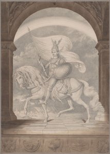 A Rider in Full Armor on Horseback / The Genius of Prussia as a Knight by Karl Friedrich Schinkel
