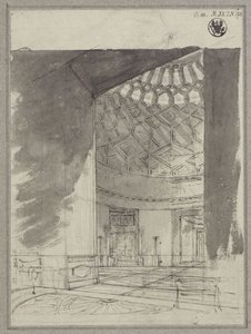 English Country House. View into the Dome Room with Coffering by Karl Friedrich Schinkel