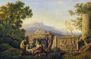Greek Ideal Landscape with Resting Shepherds by Karl Friedrich Schinkel