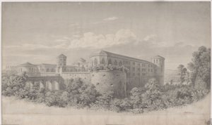 Halle an der Saale. Design for the Reconstruction of Moritzburg. View from the Northeast by Karl Friedrich Schinkel