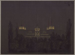 Merseburg. Castle. Design for the illumination of the castle on the occasion of the homage celebrations for Frederick William III of Prussia by Karl Friedrich Schinkel