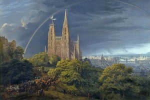Medieval Town by a River by Karl Friedrich Schinkel