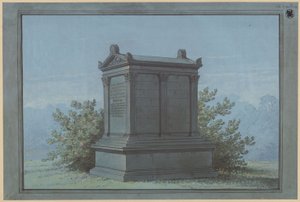 Sarcophagus in Temple Form / Białochowo, formerly Graudenz District, Marienwerder Region. Design for the Klinggräf Tomb Monument in the Form of a Small Temple with Corinthian Pilasters by Karl Friedrich Schinkel