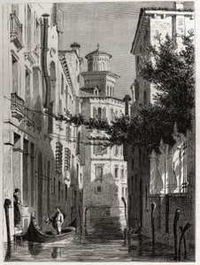 The palace of Bianca Cappello in Venice. Drawing by Karl Girardet, to illustrate Adalbert de Beaumont