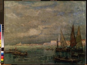 View of Venice with Sailboats by Karl Hagemeister