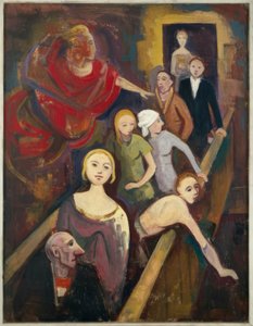 On the Stairs with Angel by Karl Hofer