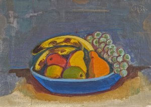 Blue Bowl with Fruits