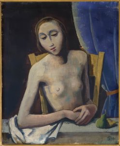 Girl in Front of Curtain by Karl Hofer