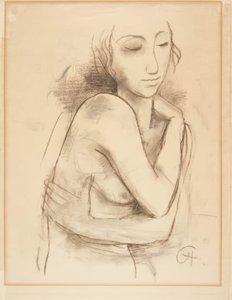 Female Half-Nude with Crossed Arms by Karl Hofer