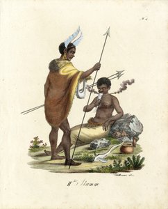 African Warriors with Weapons by Karl Joseph Brodtmann