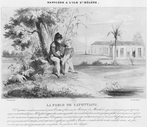 Napoleon I (1769-1821) on the island of St. Helena, explaining the Fables of Jean de La Fontaine to Tristan de Montholon
