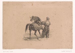 Horse and Standing Man in Ottoman Attire (Horses and Riders) by Karl Loeillot Hartwig