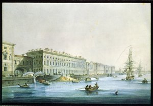 View of the Palace Embankment in St Petersburg by Karl Pavlovich Beggrov