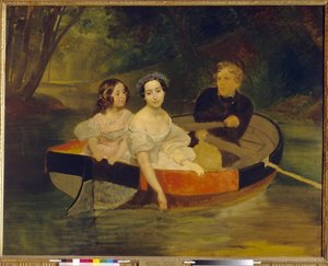Self-Portrait with Baroness Yekaterina Meller-Zakomelskaya and Her Daughter in a Boat