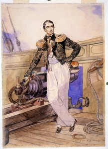 Vladimir Alexeyevich Kornilov Aboard the Brig Themistocles by Karl Pavlovich Bryullov