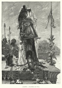 Sacrifice of a virgin to the River Nile in ancient Egypt by Karl Wilhelm Gentz