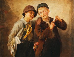 Two Boys with Harmonica by Karl Witkowski