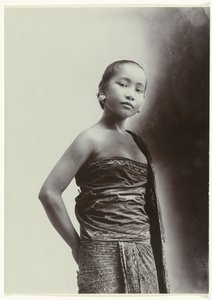 Studio Portrait of a Javanese Woman in a Sarong with Batik Motif by Kassian Cephas