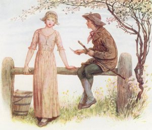 Two at a Stile by Kate (after) Greenaway