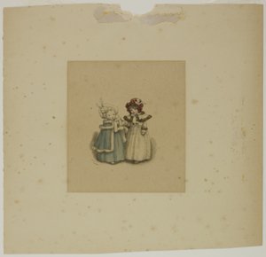 Two Little Girls in Fur-Trimmed Coats by Kate Greenaway