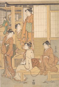 Group of Young Women on the Veranda of a Tea House by Katsukawa Shuncho