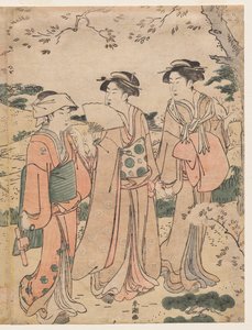 Women Viewing Cherry Blossoms at Asukayama by Katsukawa Shuncho