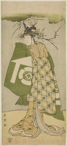 The Actor Osagawa Tsuneyo II as Oiso no Tora in the Play Gohiiki no Hana Aikyo Soga, Performed at the Kawarazaki Theater in the First Month, 1794 by Katsukawa Shun