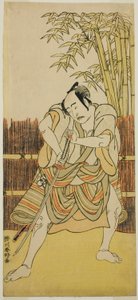 The Actor Bando Mitsugoro I as Ogata no Saburo Disguised as Yoroya Takiemon in the Play Mure Takamatsu Yuki no Shirahata, Performed at the Ichimura Theater in the Eleventh Month, 1780 by Katsukawa Shunkо̄