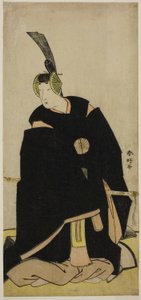 The Actor Nakamura Tomijuro I as Taira no Masakado Disguised as Otomo no Kuronushi (?) or Sugawara Micihizane (?) in the Play Shida Yuzuriha Horai Soga (?) or Sugawara Denju Tenarai Kagami (?), Performed at the Morita Theater (?) in the First or Fifth Mont by Katsukawa Shunkо̄