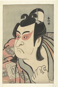 Bust portrait of the actor Ichikawa Monnosuke II in the role of Soga no Goro by Katsukawa Shunko