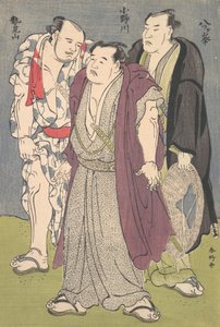 Three Sumo Wrestlers: Onogawa, Seimiyama, and Yatsugamine by Katsukawa Shunko