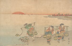 Three Water Carriers at the Shore by Katsukawa Shunko