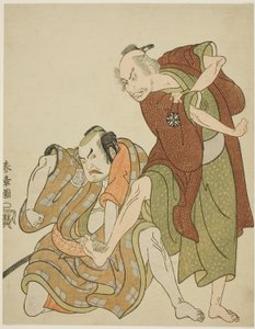Actors Playing the Roles of Giheiji and his Son-in-law, Danshichi Kurobei by Katsukawa Shunsho