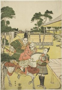 Musashibo Benkei Brings the Captured Tosabo Shoshun to Yoshitsune in the Play Horikawa Youchi no Zu Uki-e Nimaitsuzuki