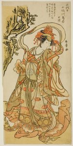 Osagawa Tsuneyo II as Itsukushima Tennyo in the Kabuki Play "Tokimekuya o-Edo no hatsuyuki" by Katsukawa Shunsho