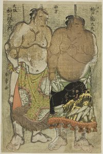 Sumo Wrestlers of the Western Group: Kashiwado Kandayu from Edo and Inagawa Masaemon from Osaka by Katsukawa Shunsho