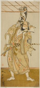 The Actor Arashi Sangoro II as Asahina Saburo in the Play Iro Maki-e Soga no Sakazuki, Performed at the Morita Theater in the First Month, 1773 by Katsukawa Shunsho